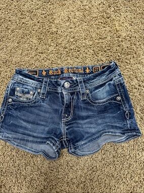 Rock Revival Women's Dark Indigo Distressed Denim Shorts